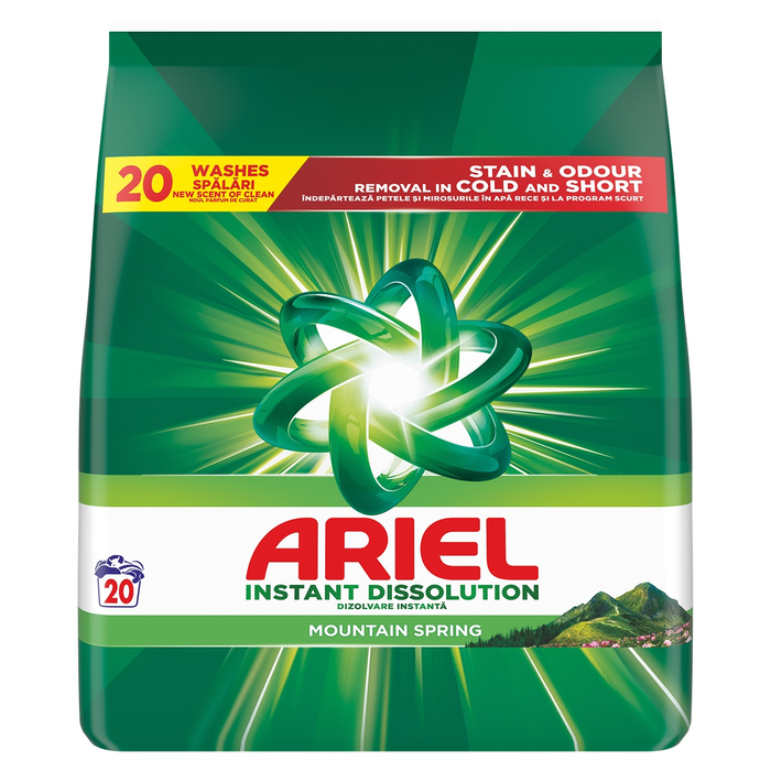 ARIEL Mountain Spring, detergent automat de rufe, pudra, 20 spalari, 1.3 kg
