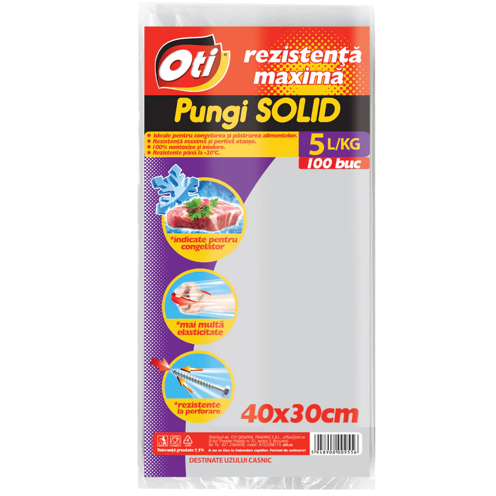 Pungi alimentare congelator 5 l, 40x30 cm, 100 buc/set