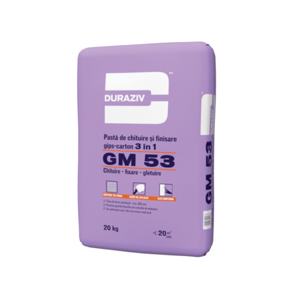DURAZIV GM 53 pasta de chituire și finisare gips-carton 3 in 1 20 kg/sac