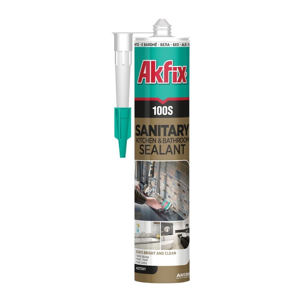 Silicon sanitar Akfix - 100S, 280 ml, alb