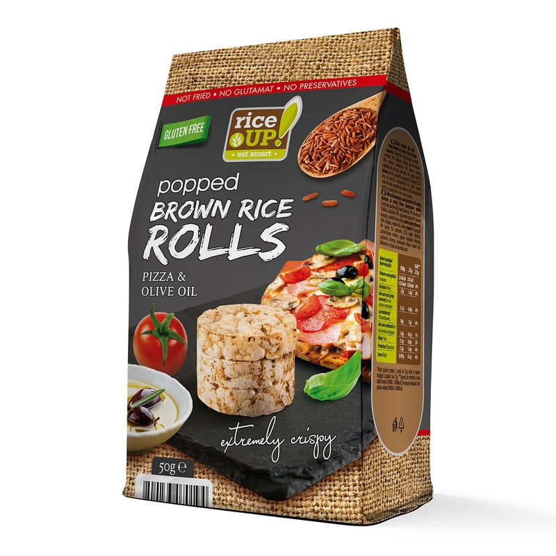 Mini-rondele din orez RICEUP cu pizza & ulei masline, 50 gr