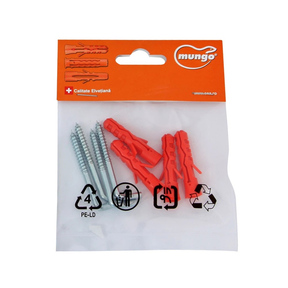 Set fixare Util Mungo cu diblu si agatator tip L- ML 855 - 4 buc
