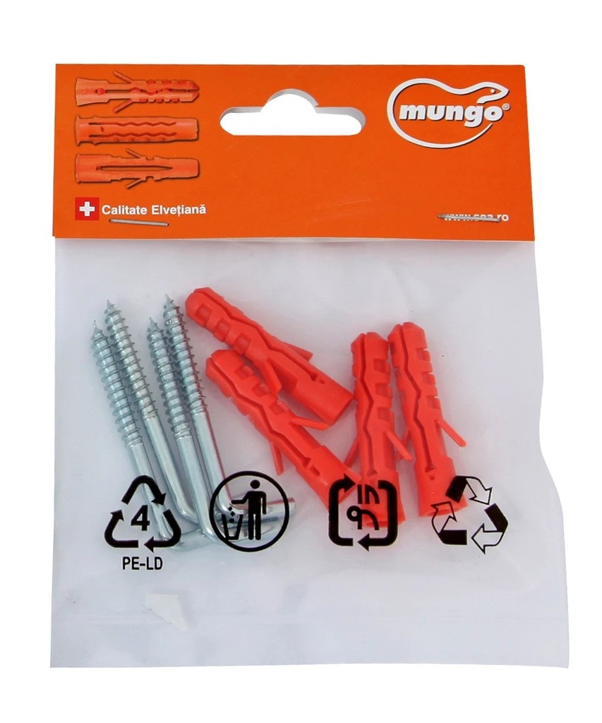 Set fixare Util Mungo cu diblu si agatator tip L- ML 855 - 4 buc