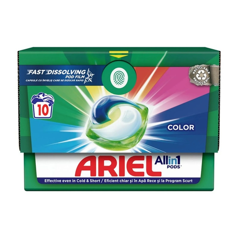 Detergent automat de rufe, ARIEL All in One Pods Color, capsule, 10 buc