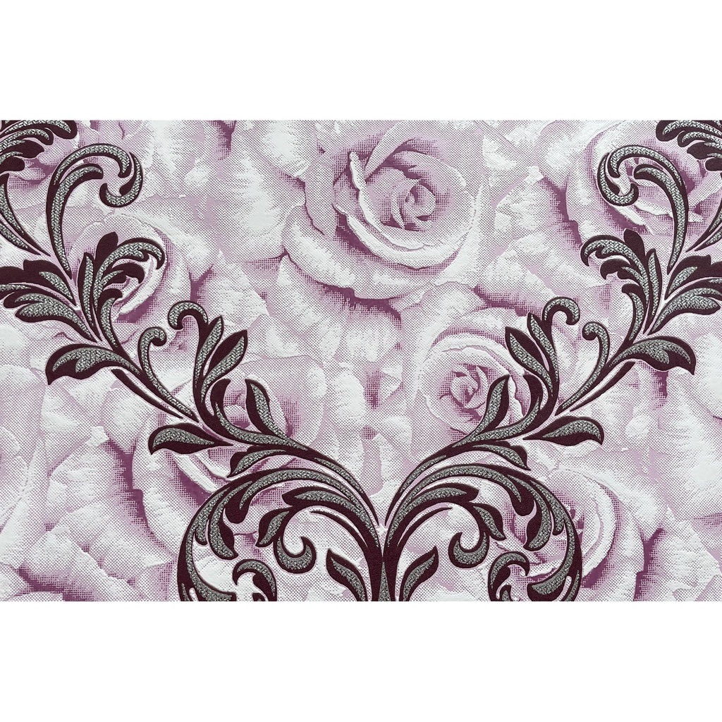 Tapet de vinil semilavabil purpuriu flori, pentru living, bucatarie sau dormitor tratat antibacterian/antimucegai, 5.33m2/rola - MallDeco 0980-3