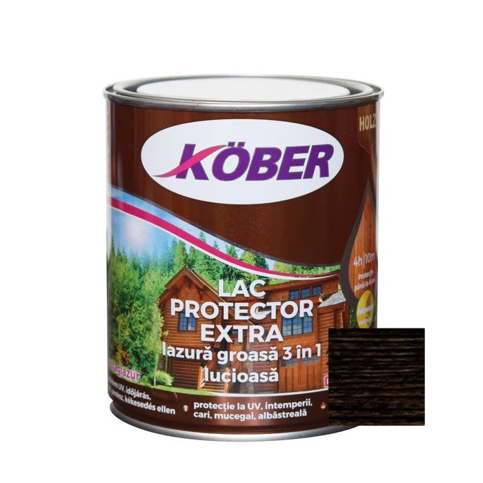 Lac protector extra Kober interior/exterior, lazură groasă 3 în 1 wenge 0,75L