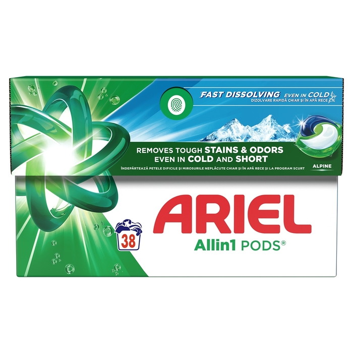 Detergent automat de rufe ARIEL All in One Pods Alpine, capsule, 38 buc