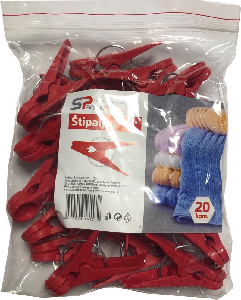 Set 20 cleme rufe "S" 6x3x1 cm