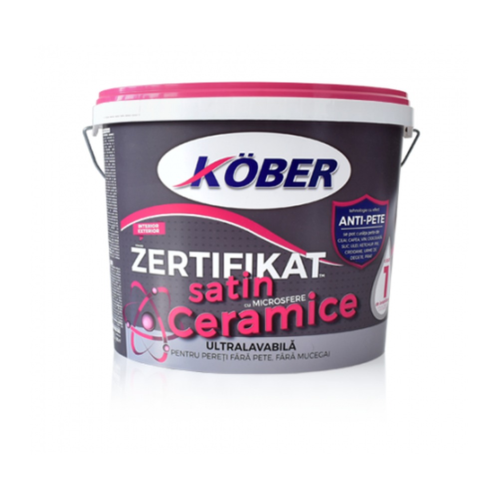 [P007487] Vopsea ultralavabilă satin albă Zertifikat cu microsfere ceramice, interior/exterior, 8.5 l