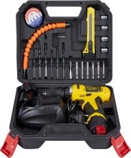 Masina de gaurit/insurubat 12V 10mm (set unelte + 2 acumulatori 1300 mah+ bit + incarcator)