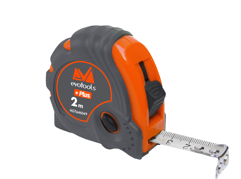 Ruletă Evotools cu frănă, protecţie şi magnet, 19 mm x5 ml