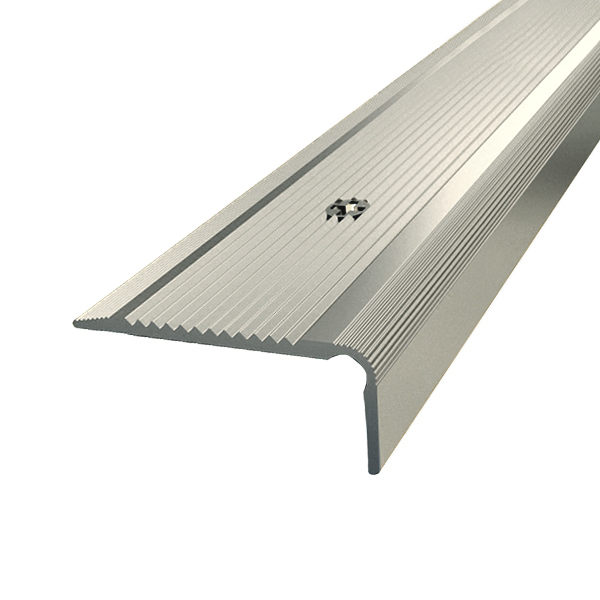 Protecție lată din aluminiu pentru treaptă cu rizuri, 40x20 mm 2,7 ml