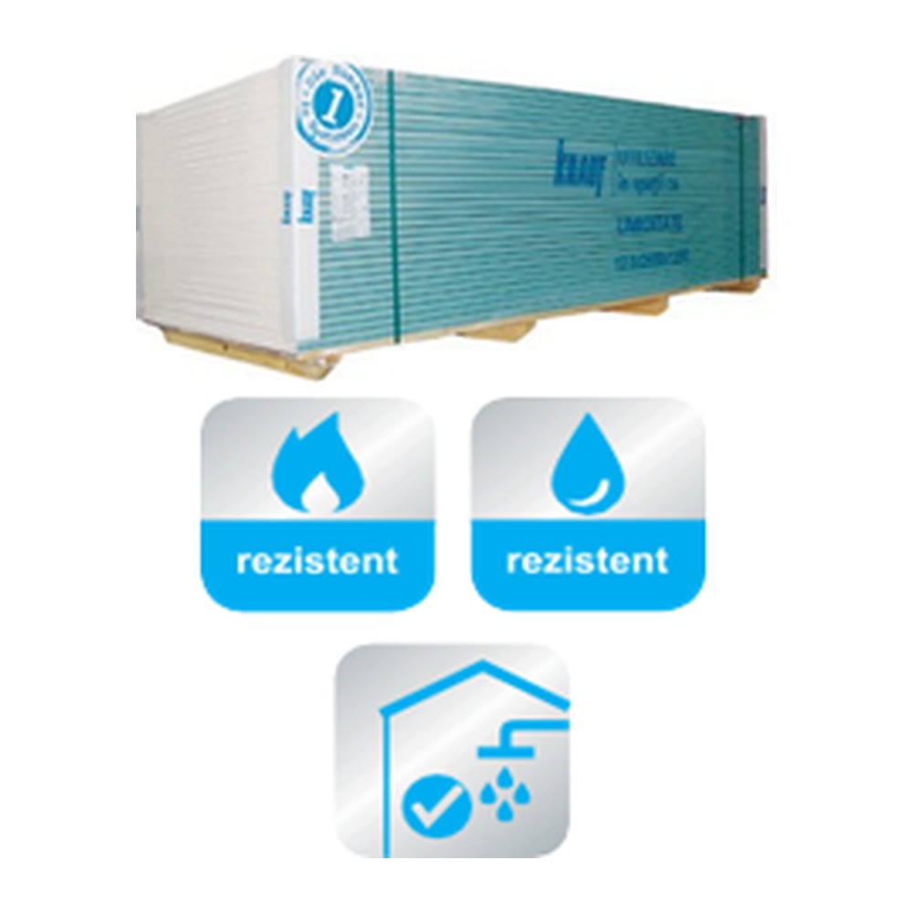 Placă din gips-carton Knauf DEH 13 GKF-I verde 12.5x1200x2600 mm