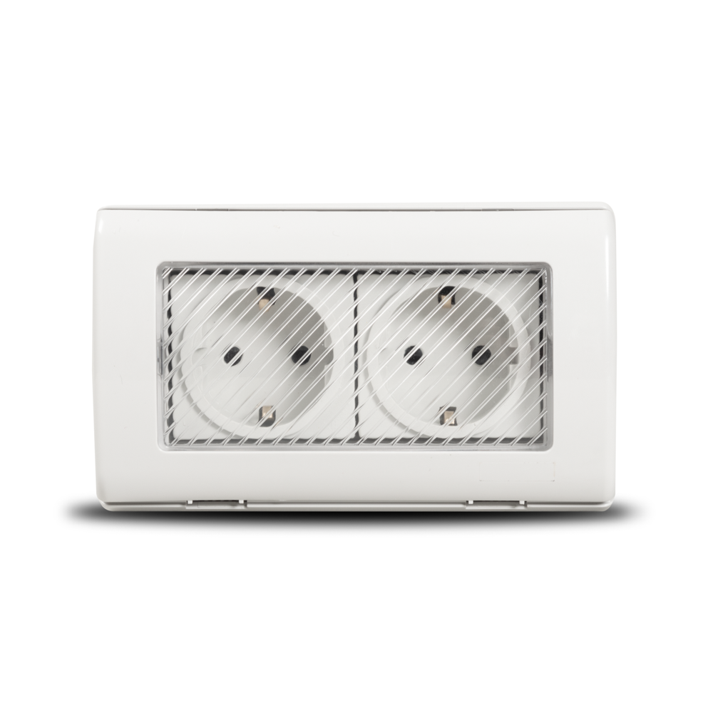 Priză dublă 16A cu împământare Total Green, montaj aplicat, IP55