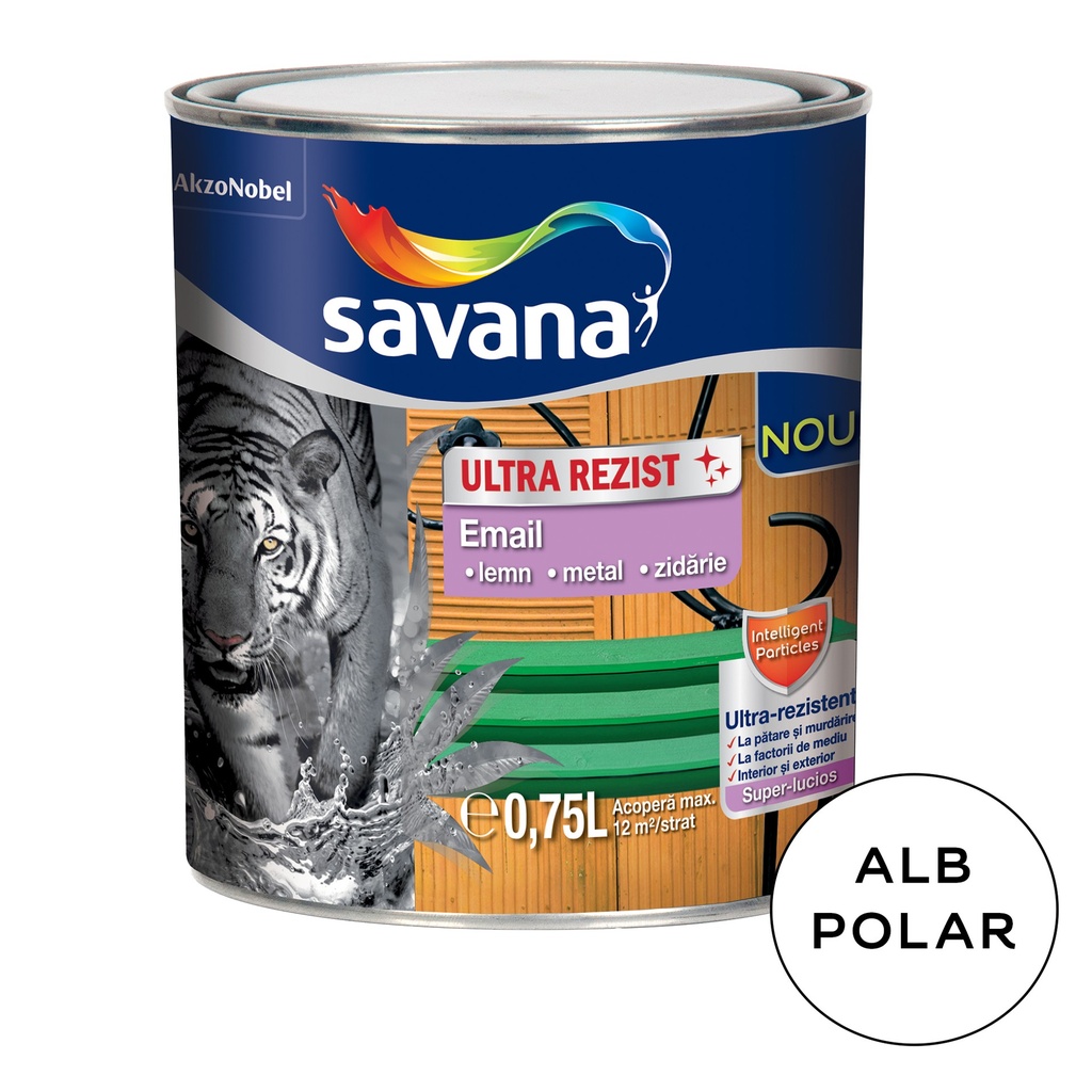 Email lemn/metal Savana Ultra Rezist interior/exterior alb polar, 0.75 l