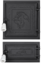 Ușă pentru sobă și cenușar din fontă model Leo, înalțime 270+140 x 250 mm lățime