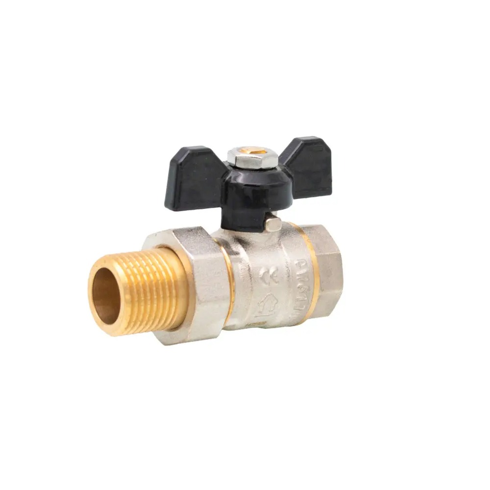Robinet de trecere cu sferă și fluture, racord olandez D.3/4” mf