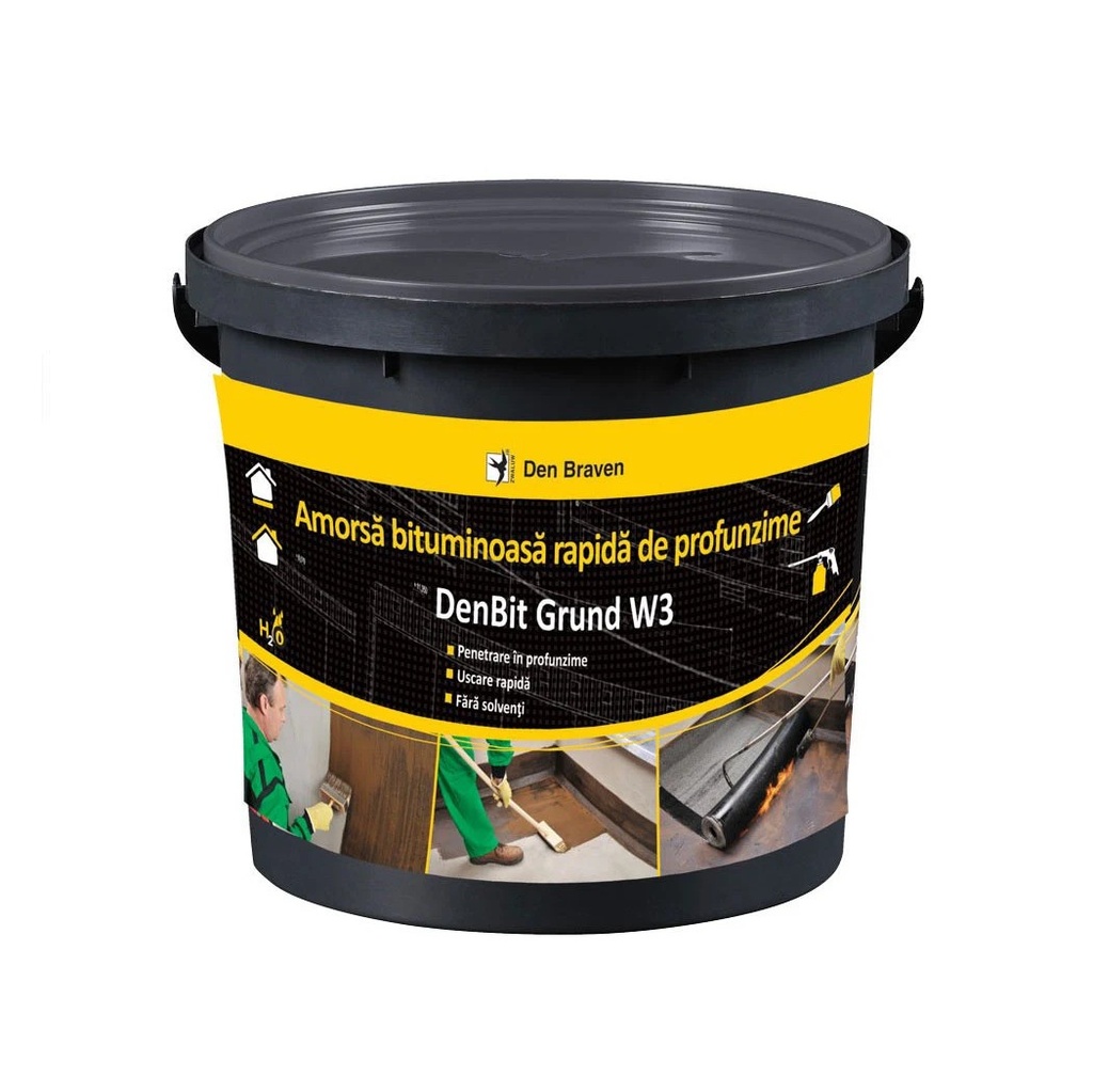 Amorsă bituminoasă rapidă de profunzime Den Bit Grund W3 pe bază de apa, 5 kg