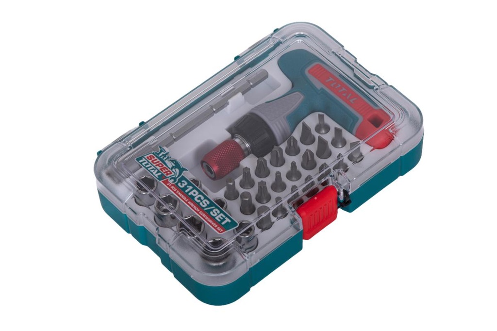 Șurubelniță magnetică cu clichet și set 31 biți