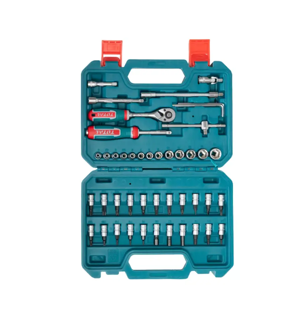 Trusă scule și chei tubulare TOTAL, cu antrenor 1/4", 46 piese