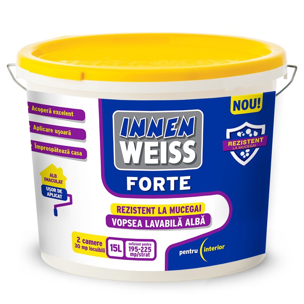 Vopsea lavabilă albă Innenweiss FORTE pentru interior, 15 L