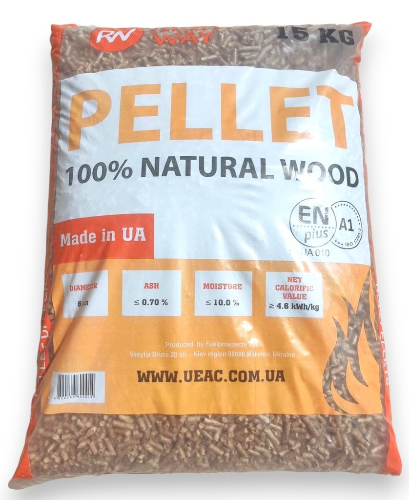Peleti rumeguș rășinoase 6 mm – PELLET, ENplus A1, 15 kg/sac