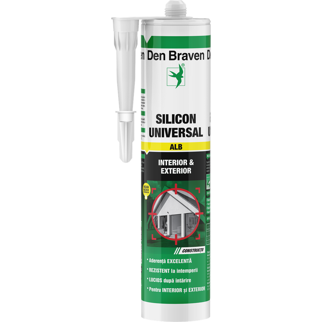 Silicon universal alb 1001U pentru rosturi la fațade, vitraje și spatii sanitare, 280 ml