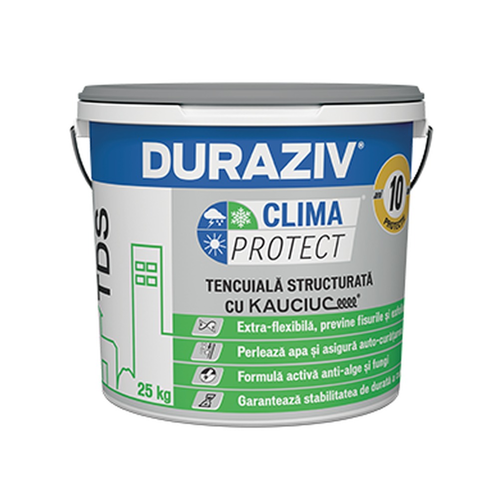 [P008471] Tencuială decorativă DURAZIV Clima Protect® cu Kauciuc® 1.5 mm structurată 25 kg/găleată