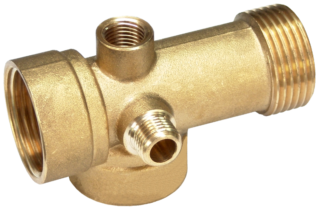 Racord din alamă Ø 1'' cu 5 căi pentru hidrofor, 105 mm