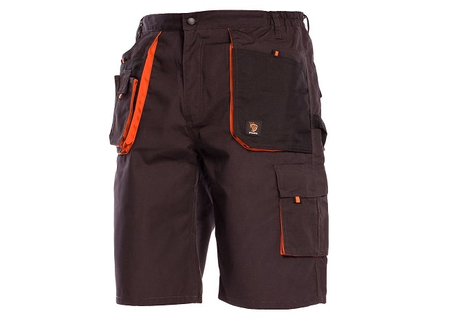 Pantaloni scurti PROWORK gri, portocaliu 260 grame, 8 buzunare