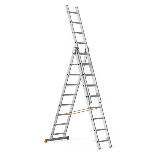 Scară aluminiu RODEX trei tronsoane, 3x9 trepte, tip A