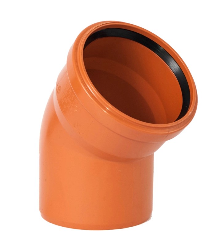 Cot scurgere PVC mufă inel, Ø 125 mm 45°