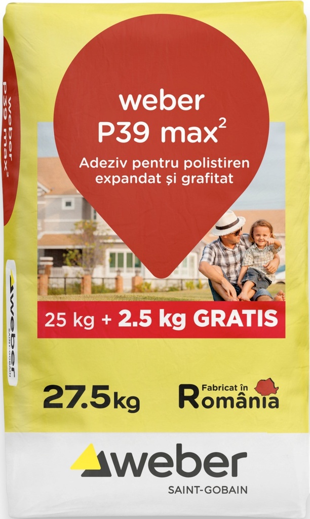 Adeziv pentru polistiren expandat şi grafitat Weber P39 max2, 27.5 kg