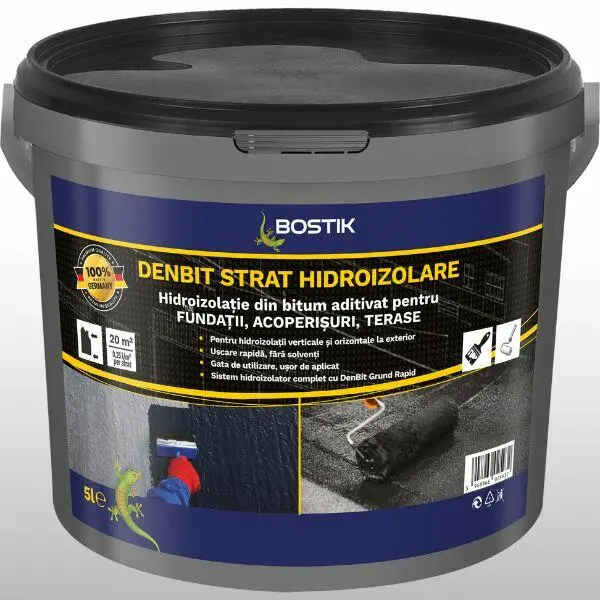 Hidroizolație DENBIT STRAT HIDROIZOLARE din bitum aditivat, 5 l
