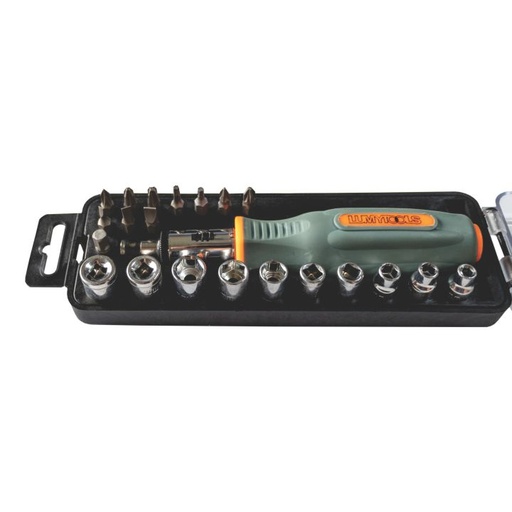 [P007323] Set şurubelniţă cu clichet şi 20 bituri