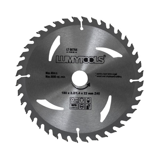 [P007109] Disc circular cu widia, pentru lemn si PAL 180 x 22 mm