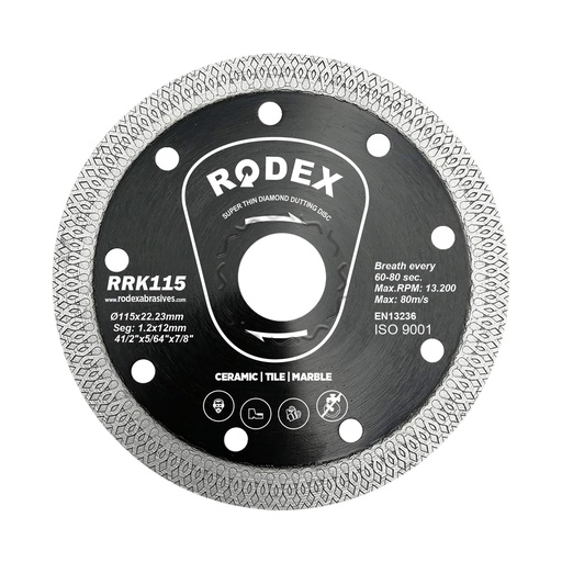 [P009957] Disc diamantat Rodex, ultra subtire, 115x20/22.23 mm