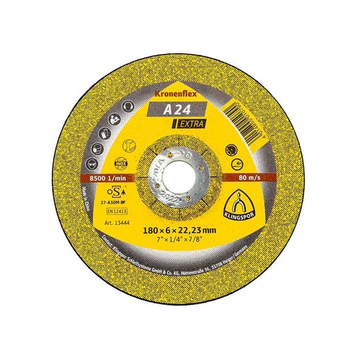 [P006741] Disc de șlefuire KLINGSPOR A 24 Extra curbat 13444 universal pentru metal, 180x6x22.23 mm