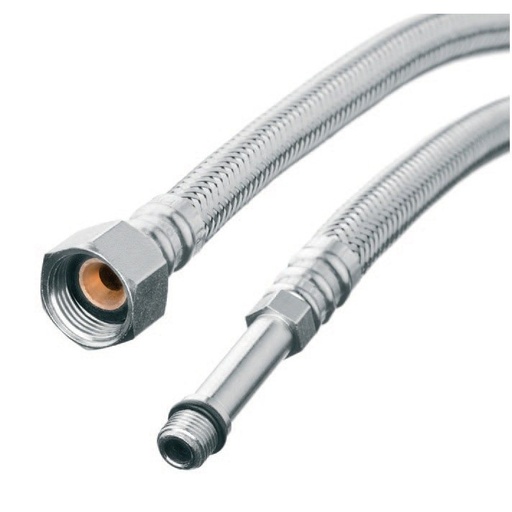 [P005722] Racord flexibil monocomandă cu tesatură inox D 3/8'' l 30 cm și adaptor lung