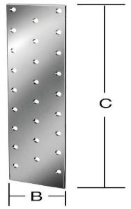[P004982] Placă perforată plată din otel zincat, 120x40x2 mm