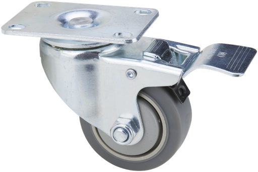 [P010171] Roata pivotanta cu flansa din TPR gri 1107 cu frana; D 75 x 31 mm S[Kg]: 90