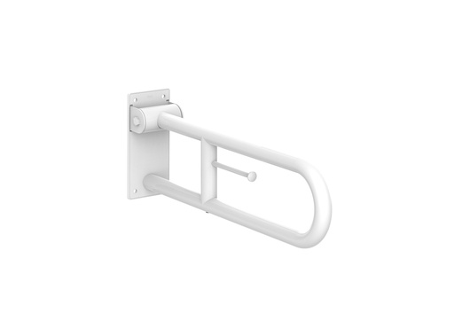 [P010816] Bară de prindere pliabilă cu suport hârtie igienică, finisaj alb COMFORT