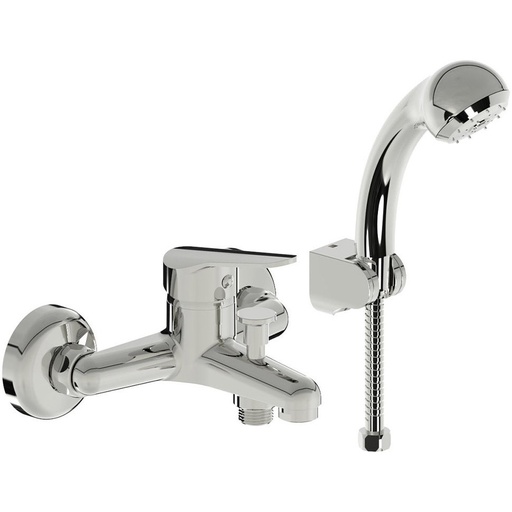 [P009572] Baterie cadă Enjoy monocomandă cu pară și furtun duș crom