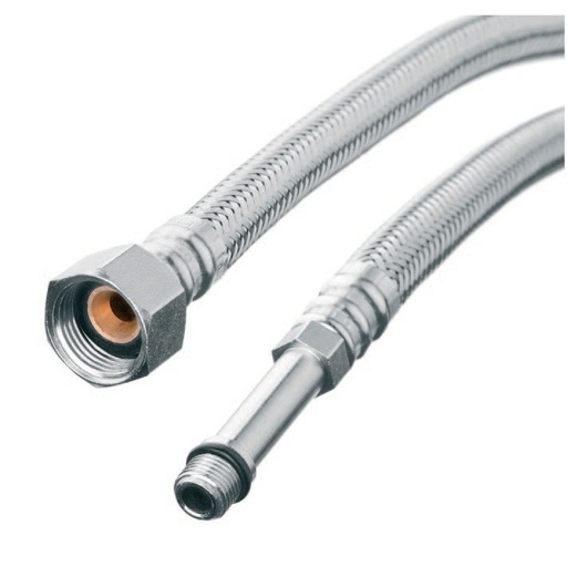[P005723] Racord flexibil monocomandă cu tesatură inox D 3/8'' l 60 cm si adaptor lung