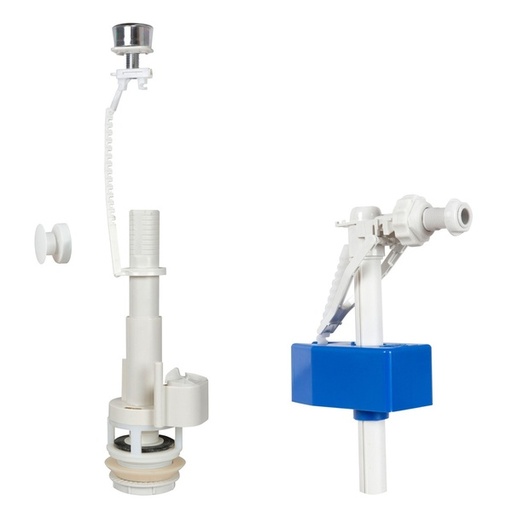 [P004635] Set mecanism wc evacuare apa cu buton cu descarcare unica actionat prin apasare si robinet flotor cu alimentare laterala 3/8”