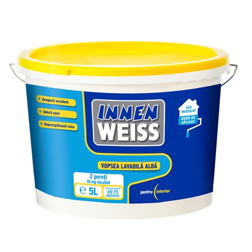 [P004583] Vopsea lavabilă albă Innenweiss pentru interior, 5 l