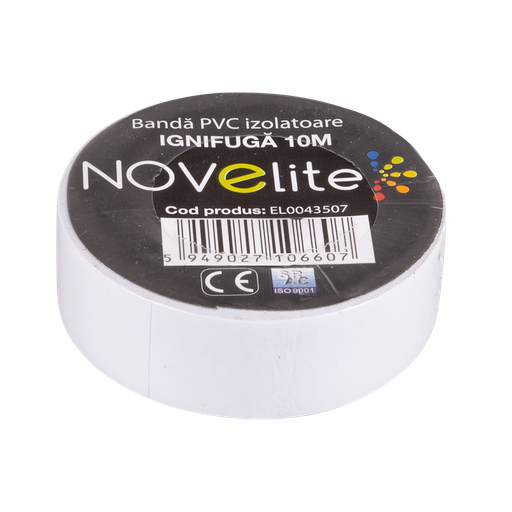 [P002921] Bandă izolatoare Novelite alb, 19 mm x 10 ml