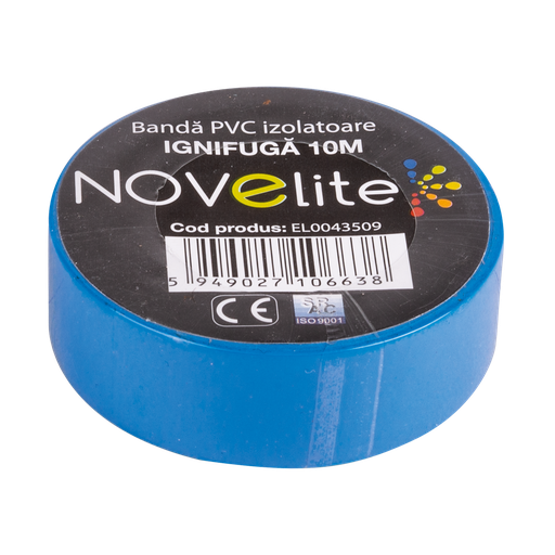 [P006391] Bandă izolatoare Novelite bleu, 19 mm x 10 ml
