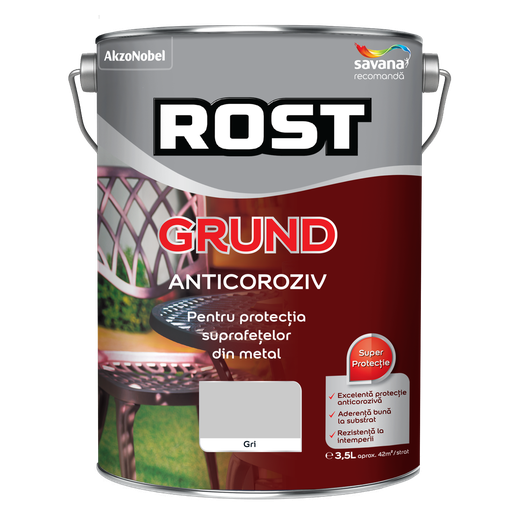 [P010932] Grund Rost pentru metal, gri, 3.5 l