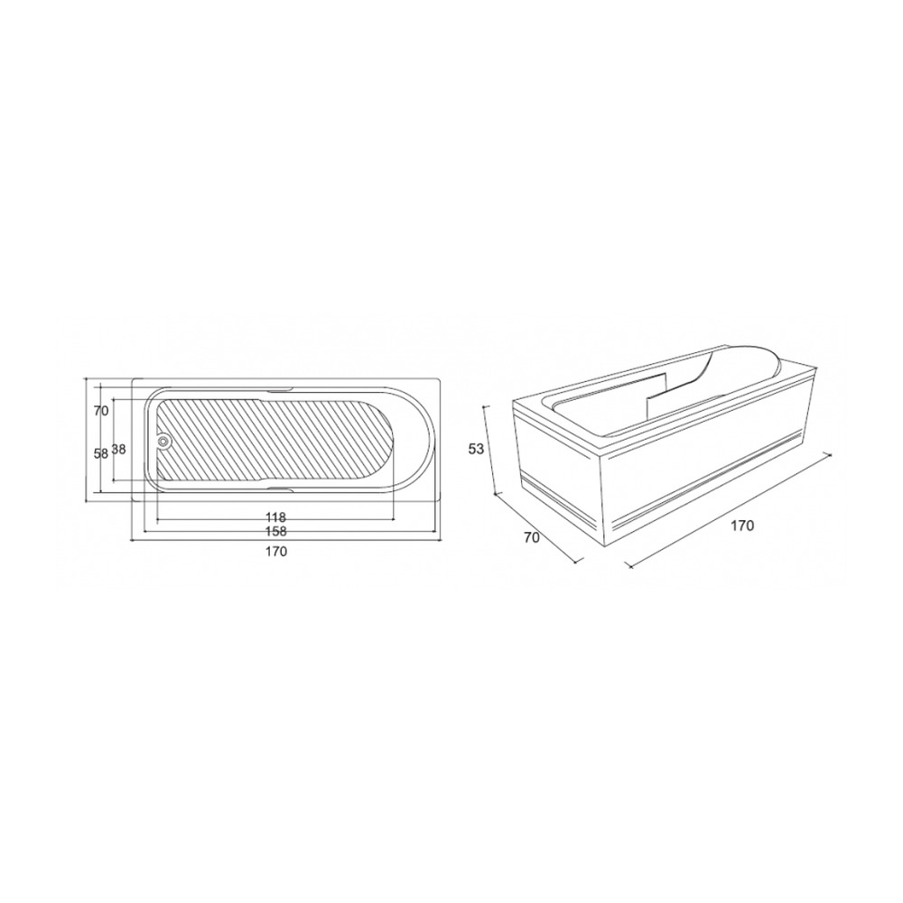 Cada acril Siena, 1700x700 mm